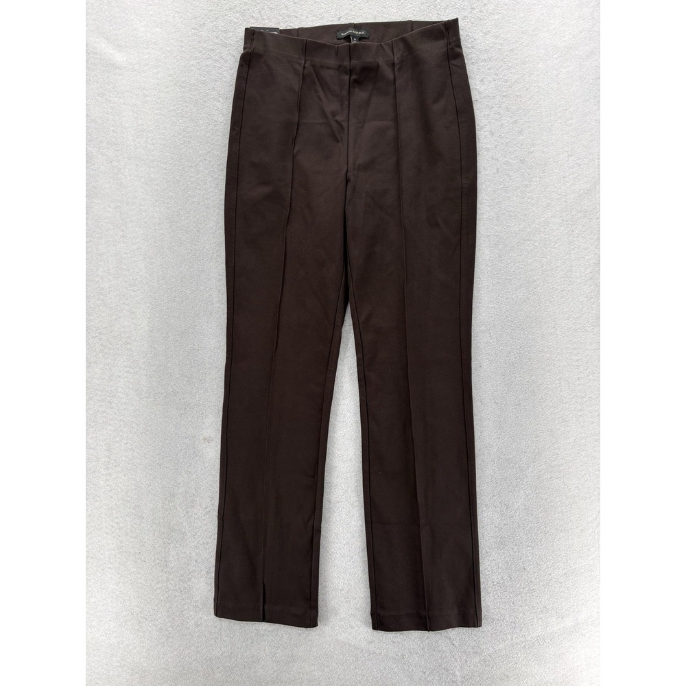 Banana Republic Ponte Dress Pants Womens M Brown Slim Leg Pull On Stretch Career